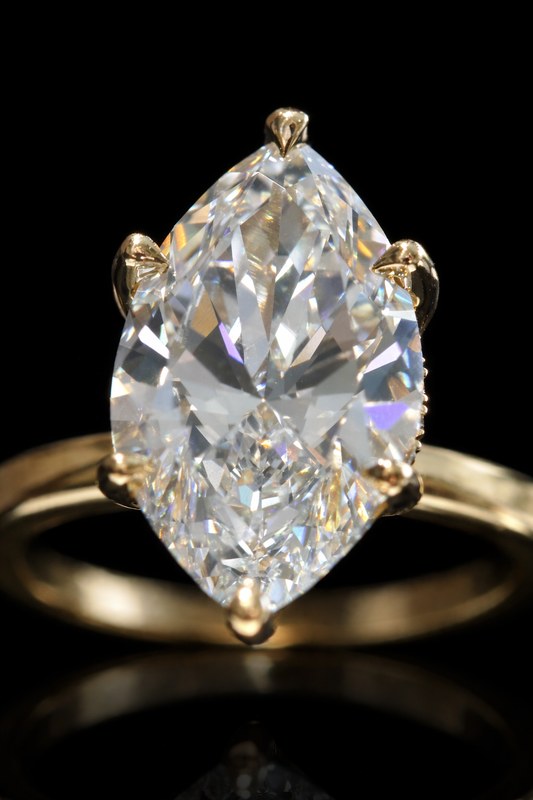 Marquise-Cut Lab-Grown Diamond Solitaire Ring in Yellow Gold | Elegant Prong Setting
