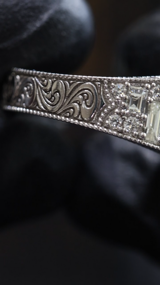 Pavé accents Half Eternity Diamond Band in White Gold | 2.68 CTW
