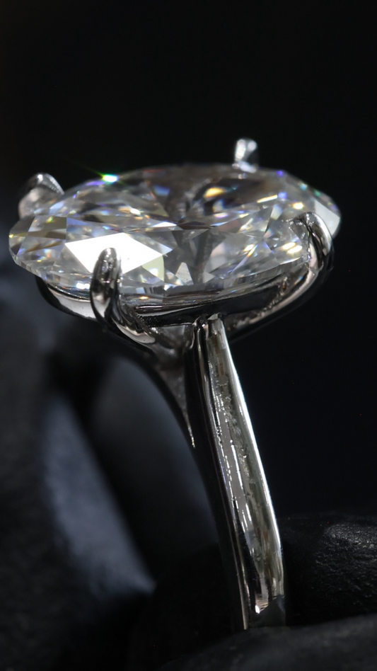 Oval Lab-Grown Diamond Solitaire Ring in White Gold | Classic Prong Setting