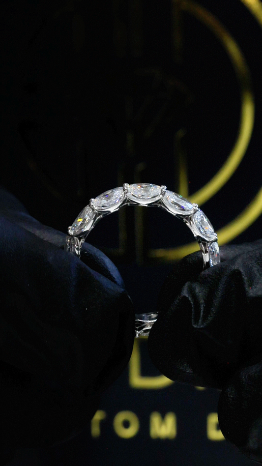 Oval Lab-Grown Diamond Eternity Band in White Gold | Shared Prong Setting