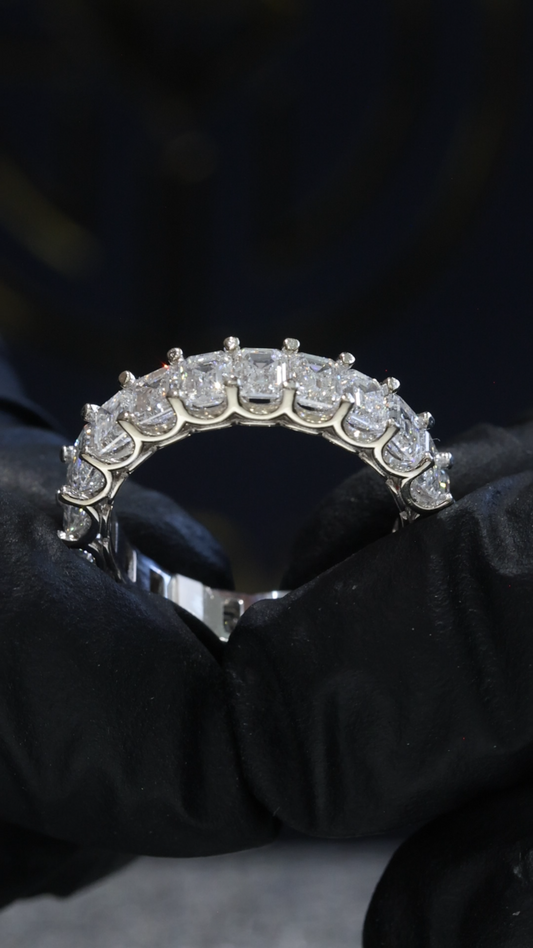 Emerald-Cut Lab-Grown Diamond Eternity Wedding Band in White Gold | Prong-Set Design