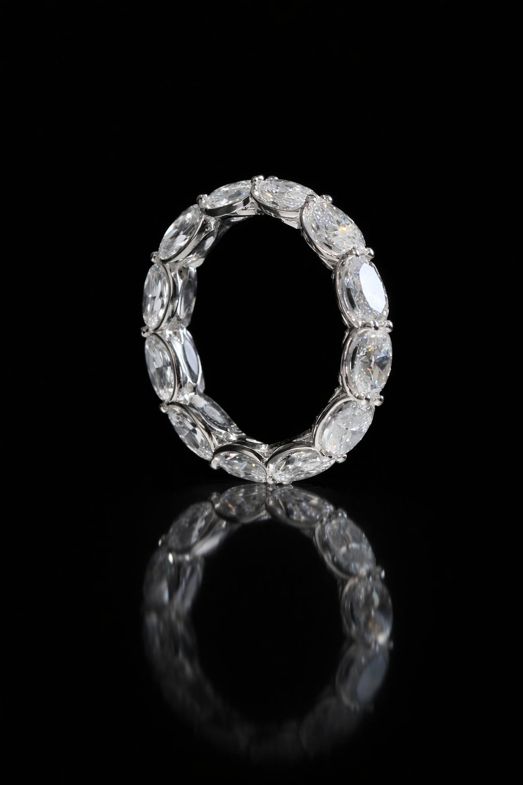 Oval Lab-Grown Diamond Eternity Band in White Gold | Shared Prong Setting