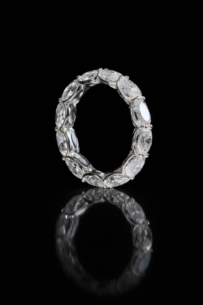Oval Lab-Grown Diamond Eternity Band in White Gold | Shared Prong Setting