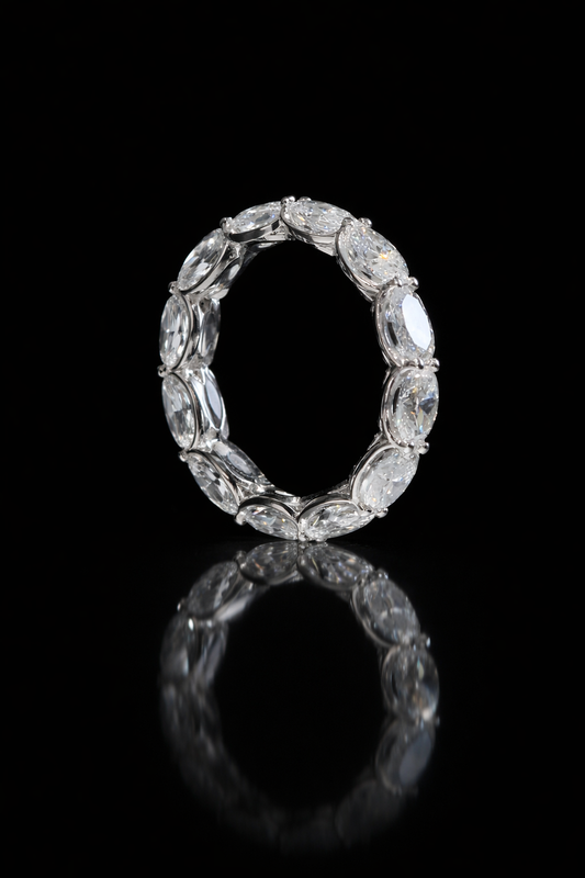 Oval Lab-Grown Diamond Eternity Band in White Gold | Shared Prong Setting