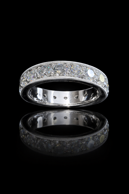 Round Lab-Grown Diamond Eternity Band in White Gold | Milgrain Edge Setting