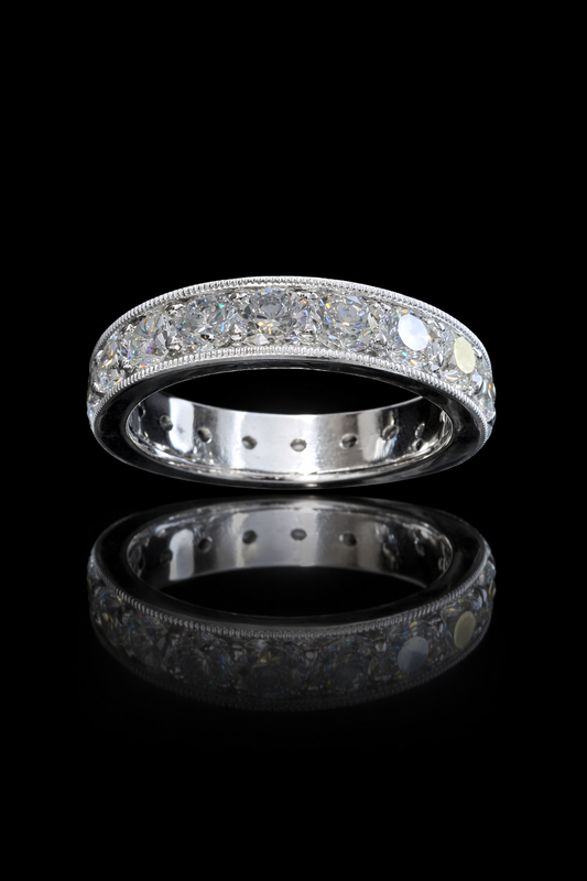 Round Lab-Grown Diamond Eternity Band in White Gold | Milgrain Edge Setting