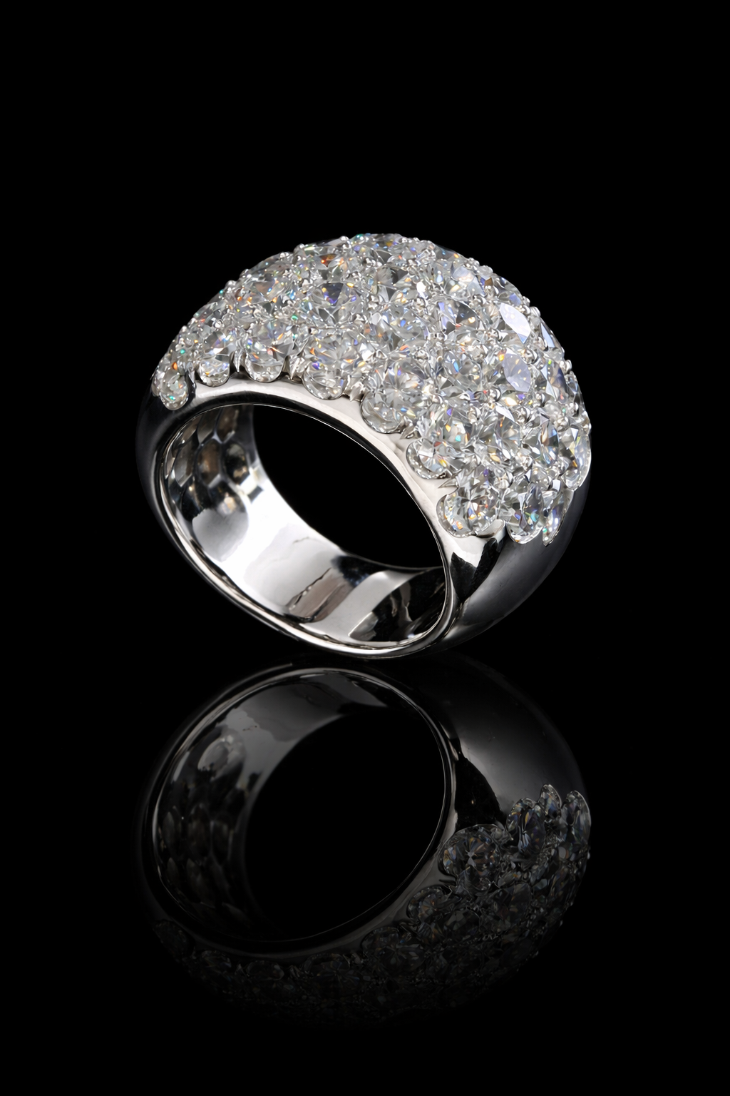 Lab-Grown Diamond Multi-Row Eternity Band in White Gold | Pavé Round Brilliant Setting