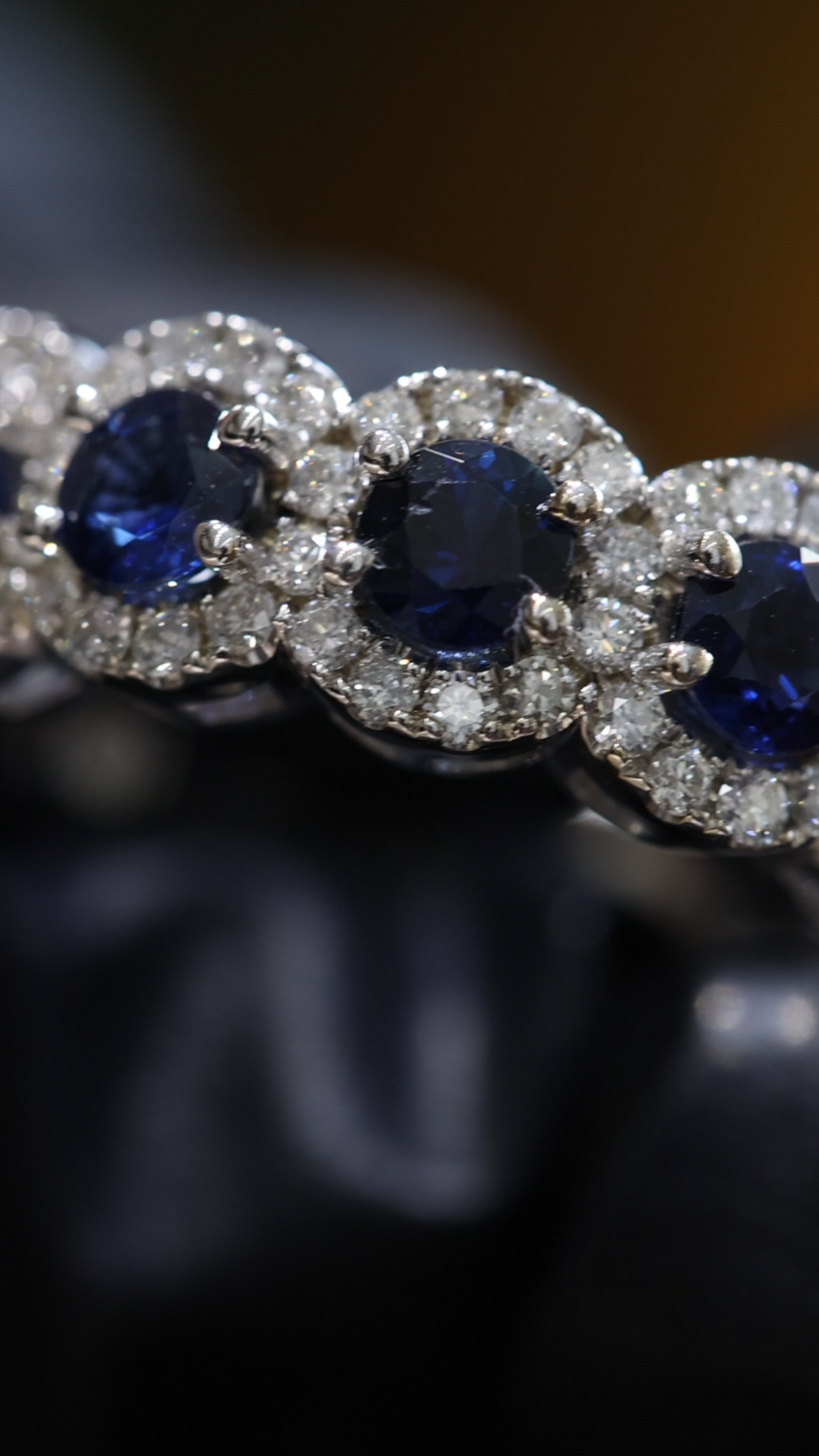 Blue Sapphire Diamond Half Eternity Band in White Gold | 1.09 CTW