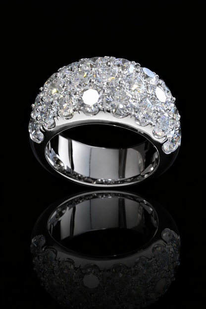 Wide Pavé Lab-Grown Diamond Eternity Band in White Gold | Multi-Row Round Cut Design