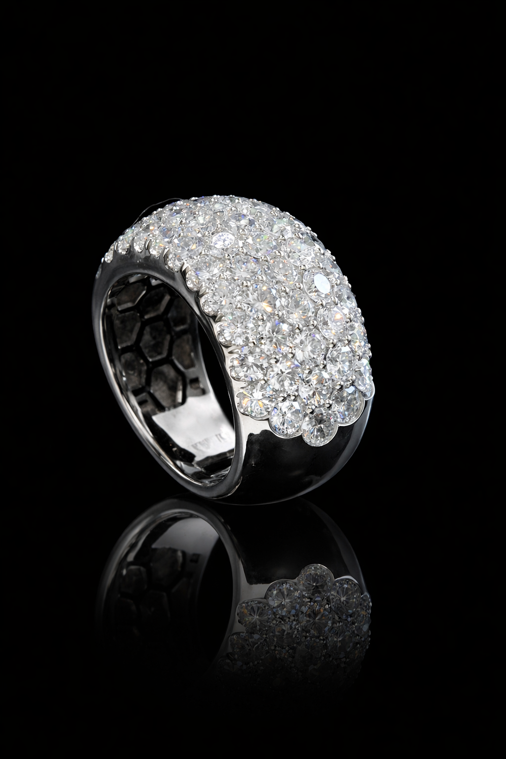 Wide Pavé Lab-Grown Diamond Eternity Band in White Gold | Multi-Row Round Cut