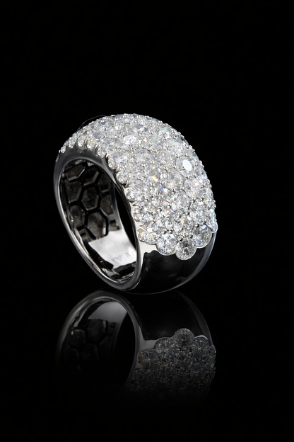 Wide Pavé Lab-Grown Diamond Eternity Band in White Gold | Multi-Row Round Cut