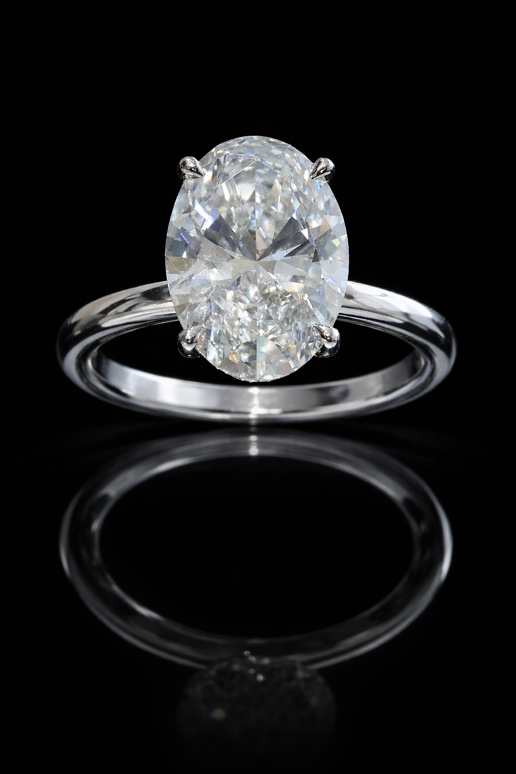 Oval-Cut Lab-Grown Diamond Solitaire Ring in White Gold | Classic Prong Setting