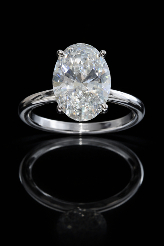Oval-Cut Lab-Grown Diamond Solitaire Ring in White Gold | Classic Prong Setting