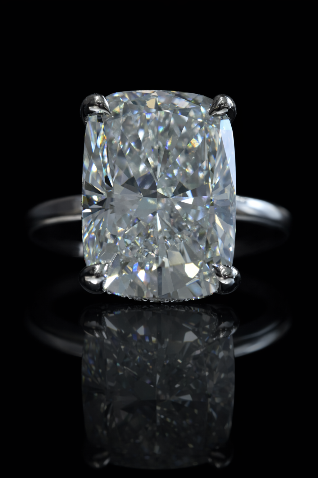 Cushion-Cut Lab-Grown Diamond Solitaire Ring in White Gold | Refined Prong Setting