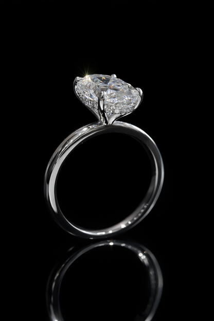 Oval-Cut Lab-Grown Diamond Solitaire Ring in White Gold | Elegant Prong Setting
