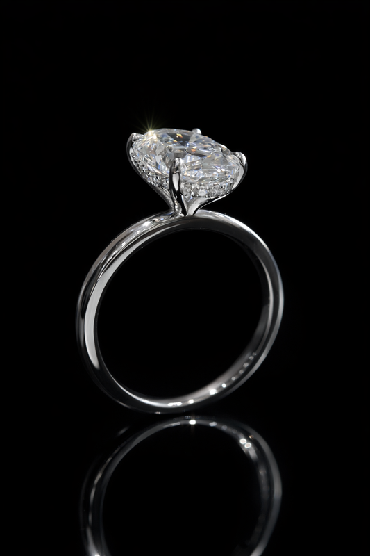 Oval-Cut Lab-Grown Diamond Solitaire Ring in White Gold | Elegant Prong Setting