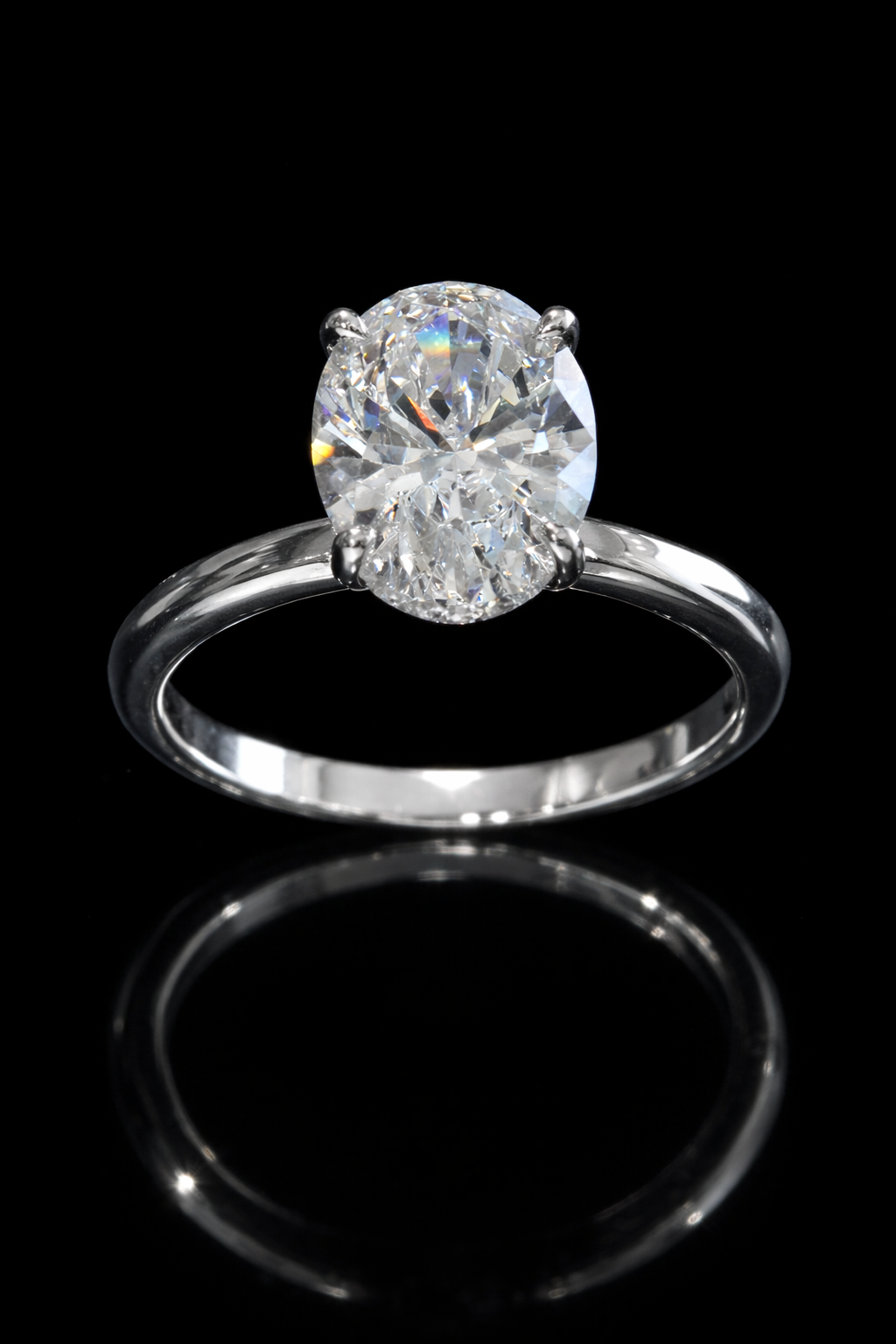 Oval-Cut Lab-Grown Diamond Solitaire Ring in White Gold | Elegant Prong Setting
