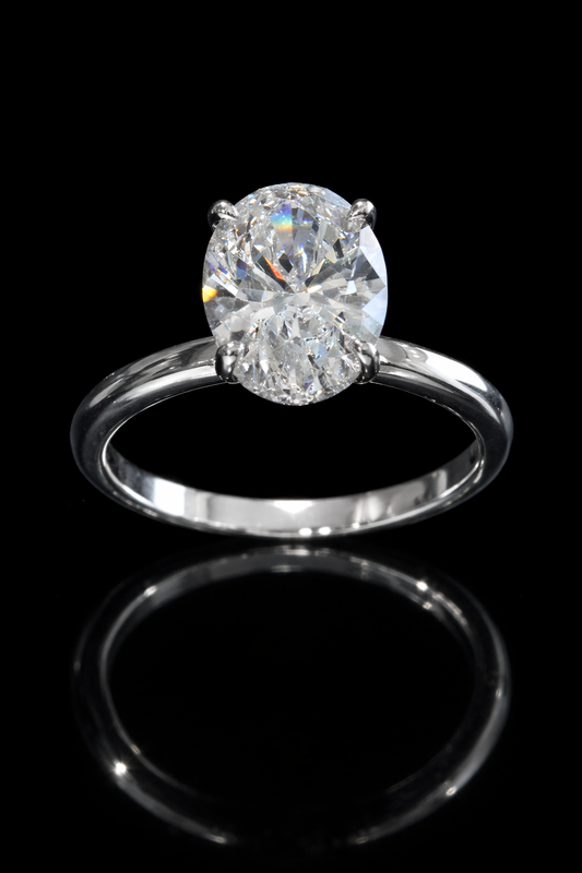 Oval-Cut Lab-Grown Diamond Solitaire Ring in White Gold | Elegant Prong Setting