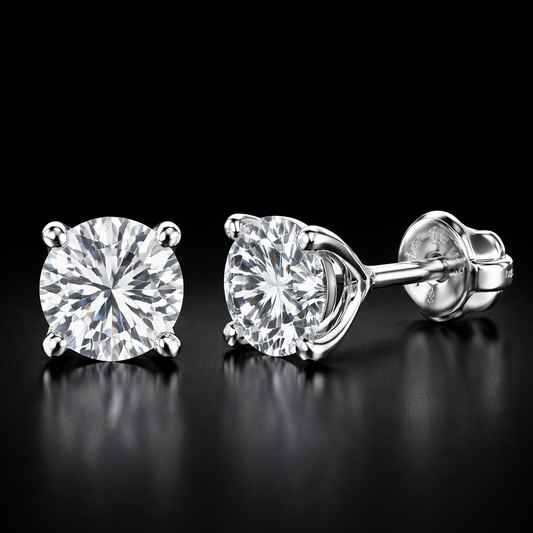 Lab Diamond 4-Prong Stud Earrings 14K White Gold | 1–7 CTW Classic Martini Setting