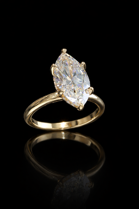 Marquise-Cut Lab-Grown Diamond Solitaire Ring in Yellow Gold | Elegant Prong Setting