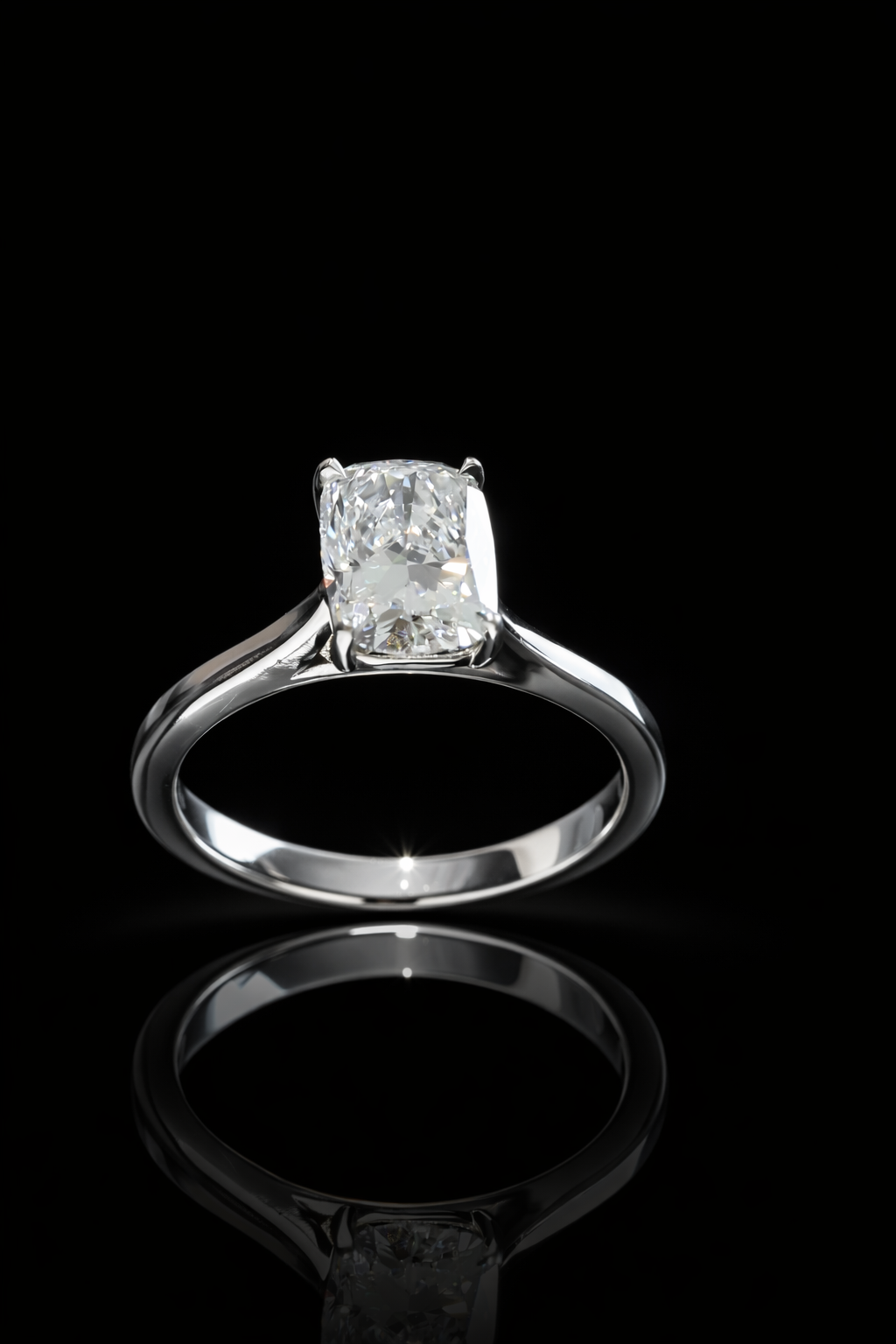 Radiant-Cut Lab-Grown Diamond Solitaire Ring in White Gold | Modern Prong Setting