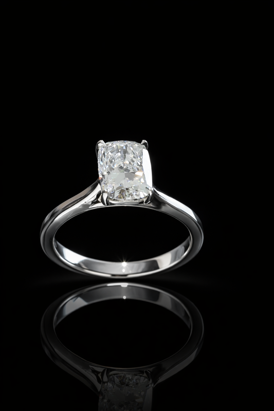 Radiant-Cut Lab-Grown Diamond Solitaire Ring in White Gold | Modern Prong Setting