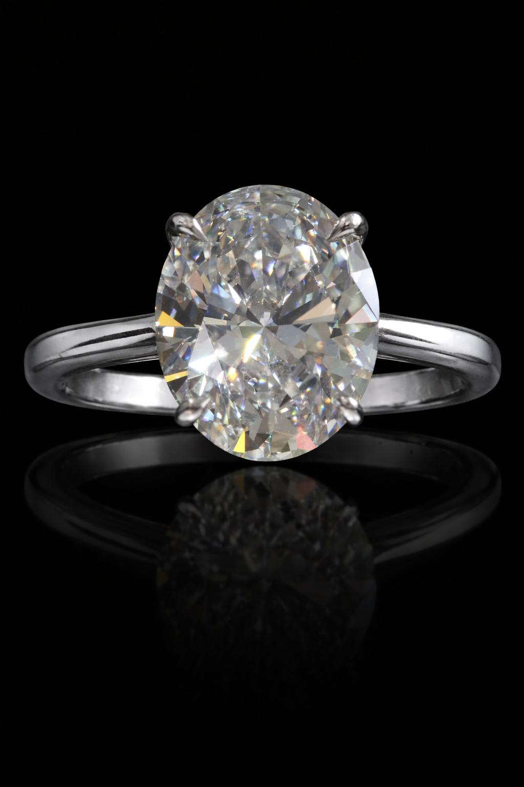 Oval Lab-Grown Diamond Solitaire Ring in White Gold | Classic Prong Setting