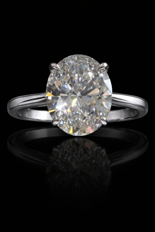 Oval Lab-Grown Diamond Solitaire Ring in White Gold | Classic Prong Setting