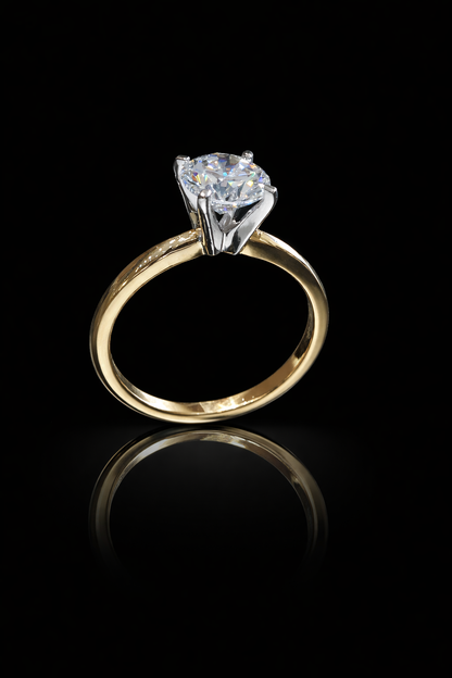 Round Lab-Grown Diamond Solitaire Ring in Yellow Gold | Classic Prong Setting