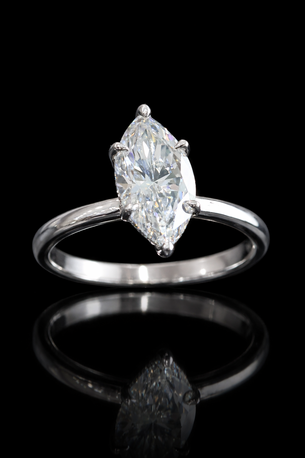 Marquise Lab-Grown Diamond Solitaire Ring in White Gold | Classic Prong Setting