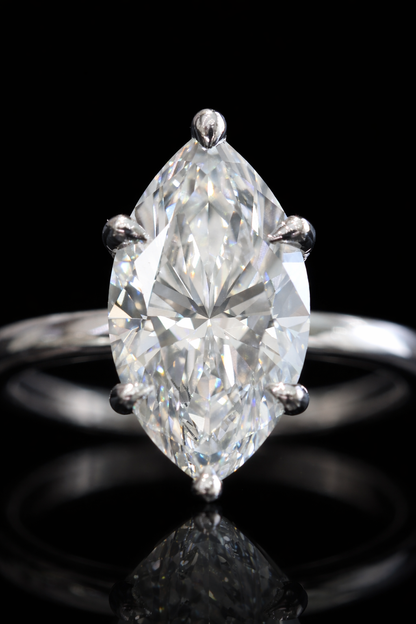 Marquise Lab-Grown Diamond Solitaire Ring in White Gold | Classic Prong Setting