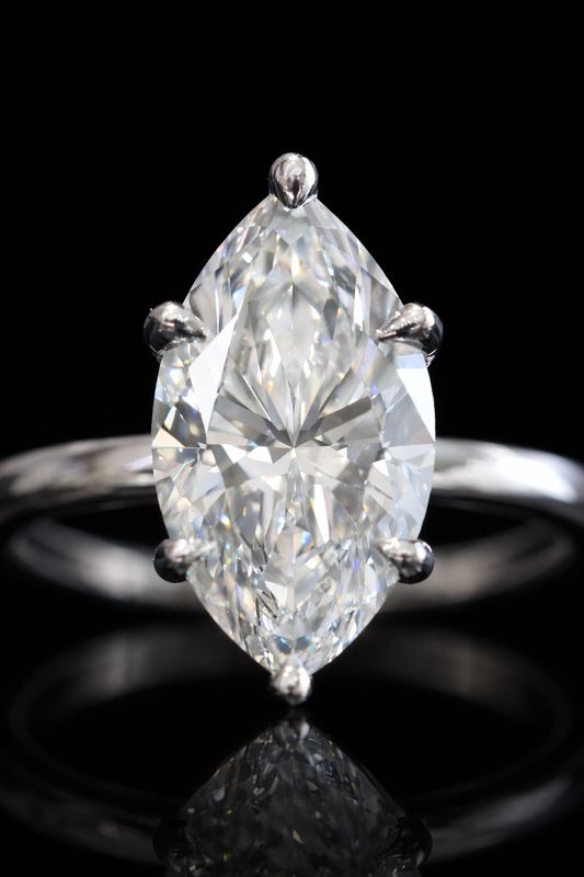 Marquise Lab-Grown Diamond Solitaire Ring in White Gold | Classic Prong Setting