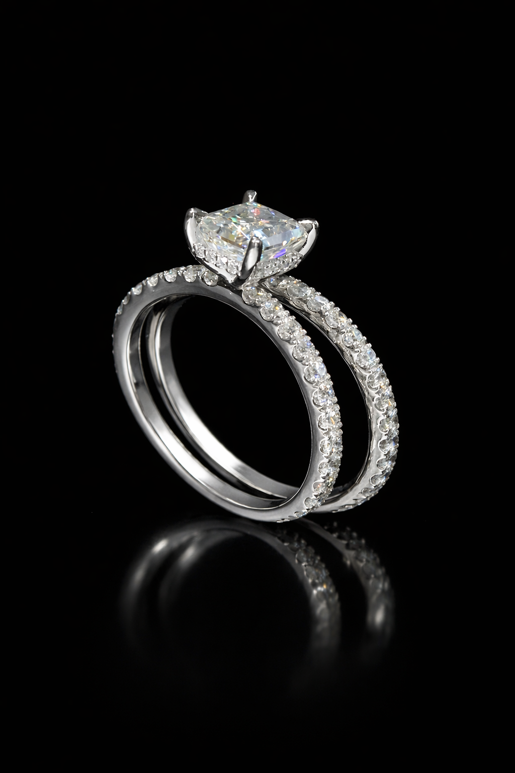 Round Diamond Halo Engagement Ring in White Gold | Classic Pavé Luxury Design