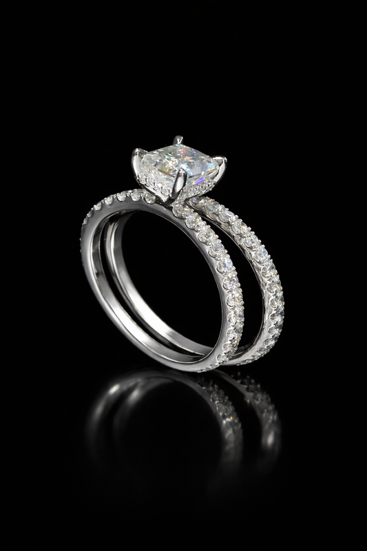 Round Diamond Halo Engagement Ring in White Gold | Classic Pavé Luxury Design