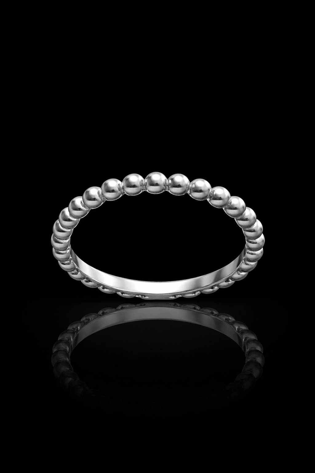 Classic Polished Bead Wedding Band in White Gold | Timeless Minimalist Beaded Design