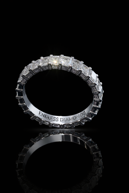 Emerald Cut Diamond Eternity Band in White Gold | 3.30 CTW Diamonds