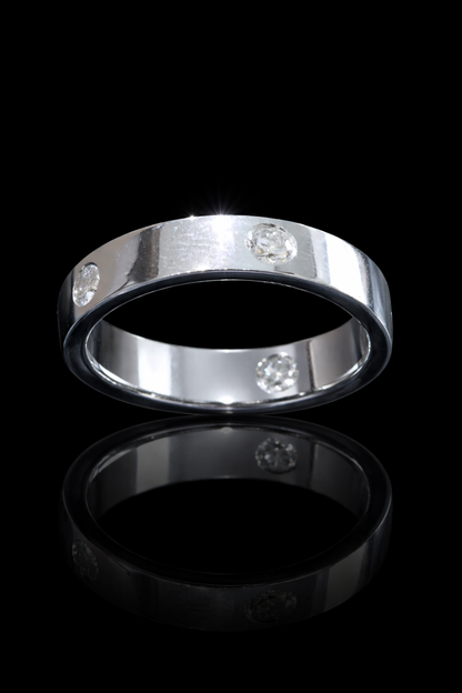 Men’s Single Diamond Wedding Band in White Gold | .50 CTW