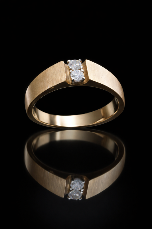 Men’s Two-Stone Diamond Wedding Band in Yellow Gold | .20 CTW