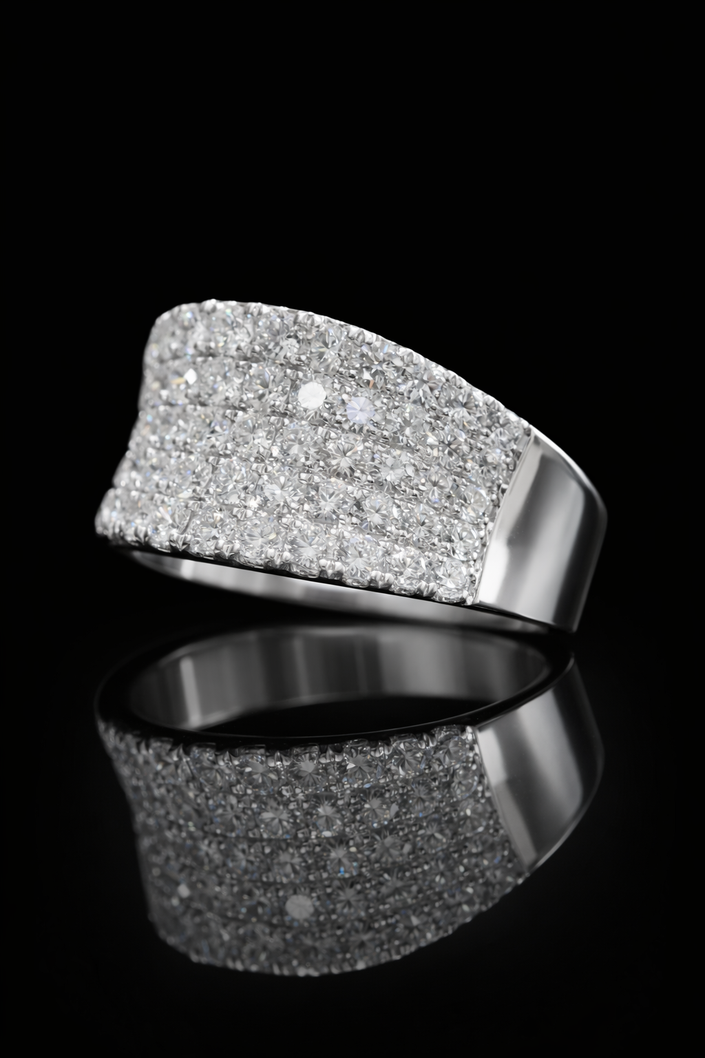 Multi-Row Round Diamond Band in White Gold | 1.89 CTW