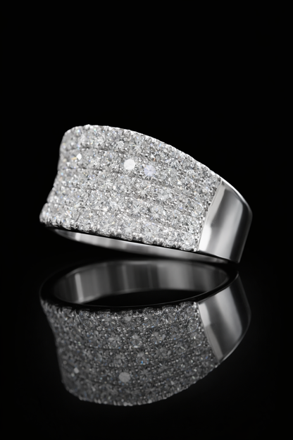 Multi-Row Round Diamond Band in White Gold | 1.89 CTW