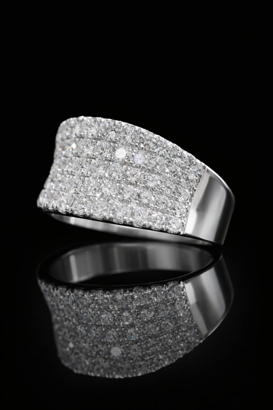 Multi-Row Round Diamond Band in White Gold | 1.89 CTW