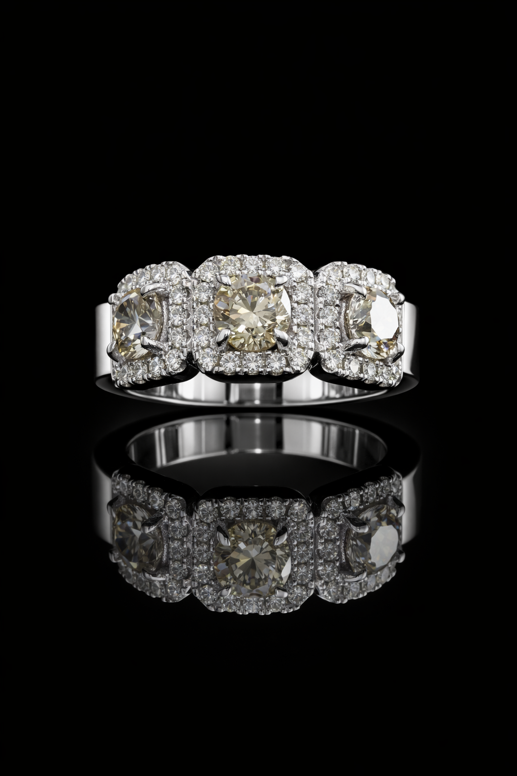 Champagne Cushion Diamond Halo Band in White Gold | 3.60 CTW