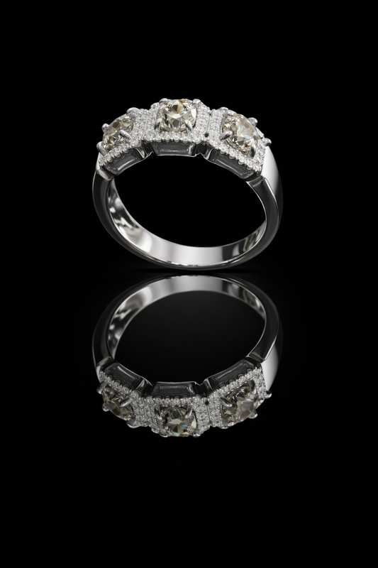 Champagne Cushion Diamond Halo Band in White Gold | 3.60 CTW
