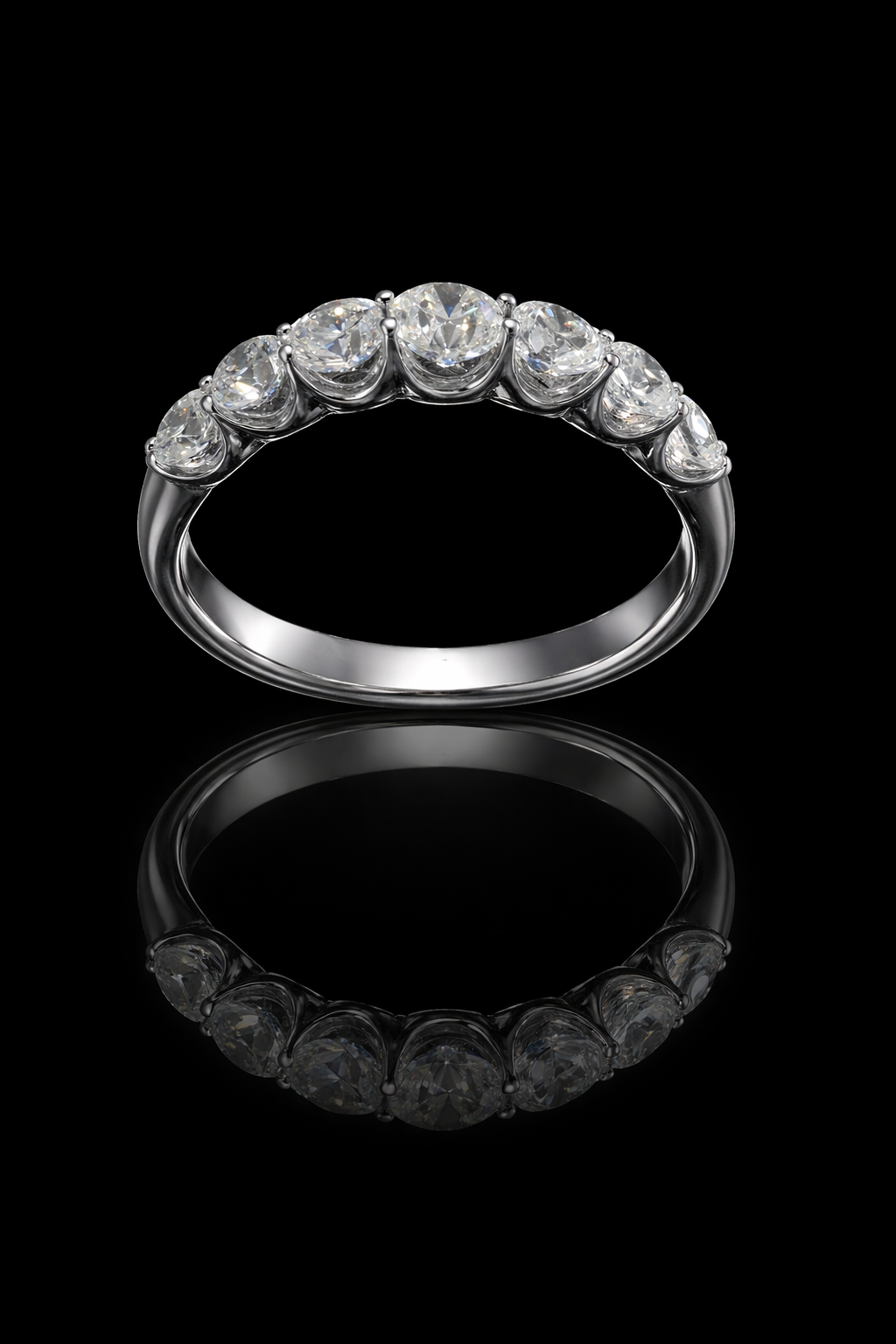 Round Cut Diamond Half Eternity Band in White Gold | 1.40 CTW