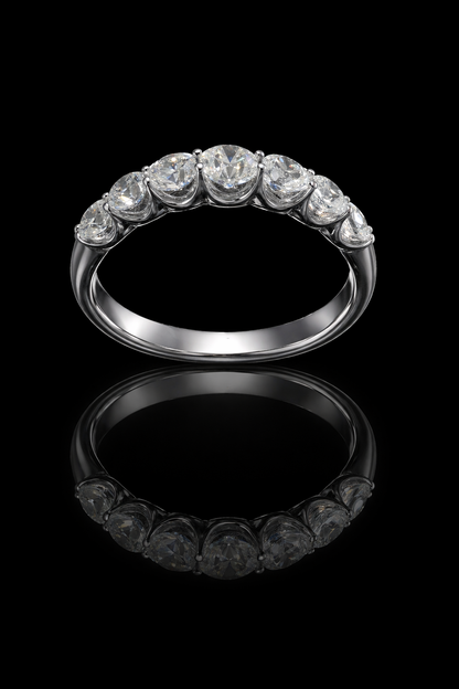 Round Cut Diamond Half Eternity Band in White Gold | 1.40 CTW