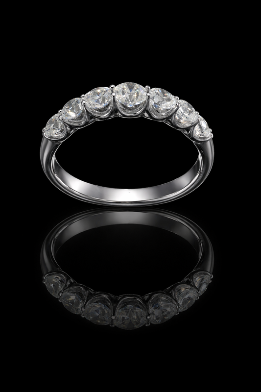 Round Cut Diamond Half Eternity Band in White Gold | 1.40 CTW