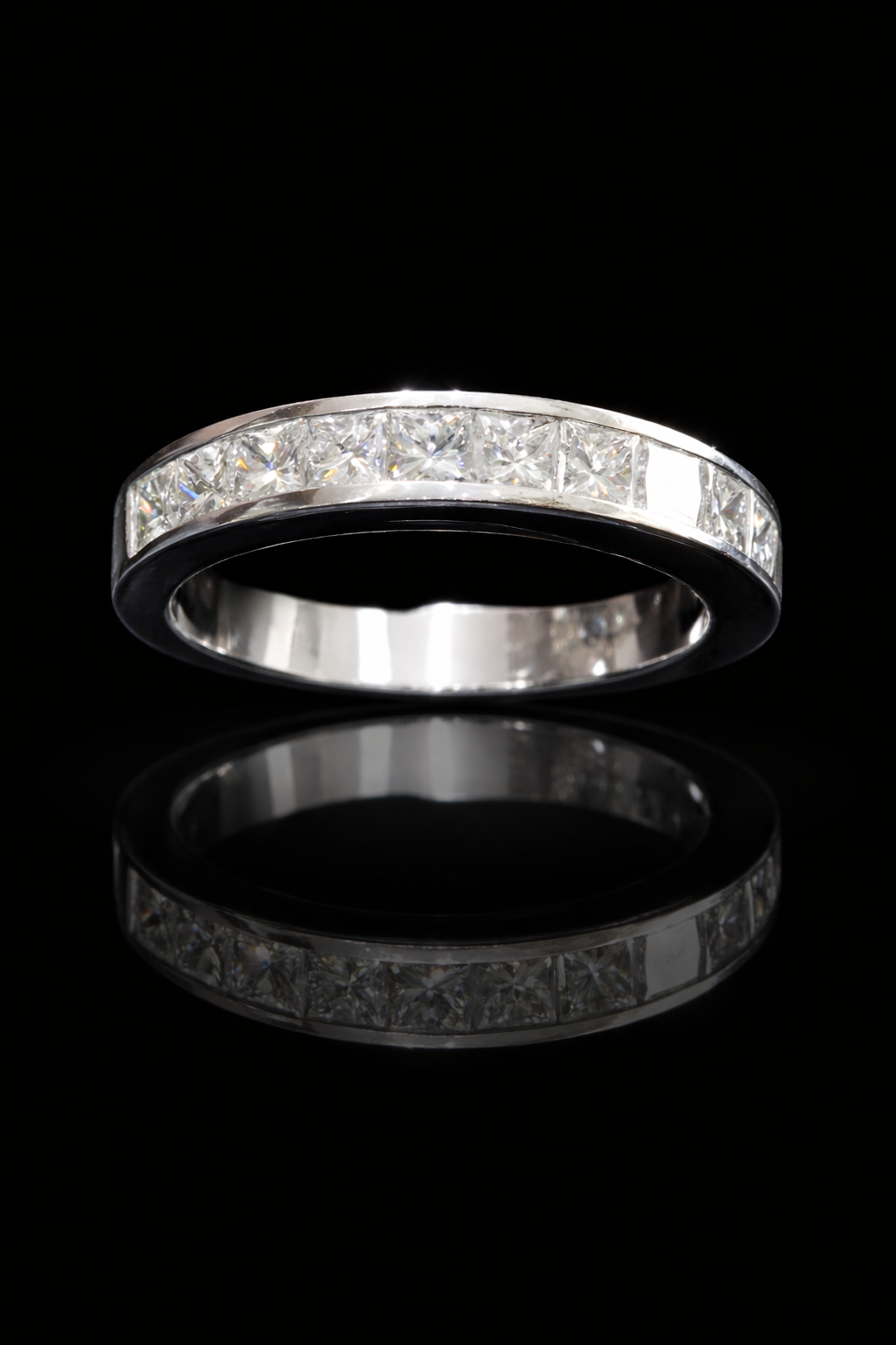 Princess Cut Diamond Half Eternity Band in White Gold | 1.20 CTW