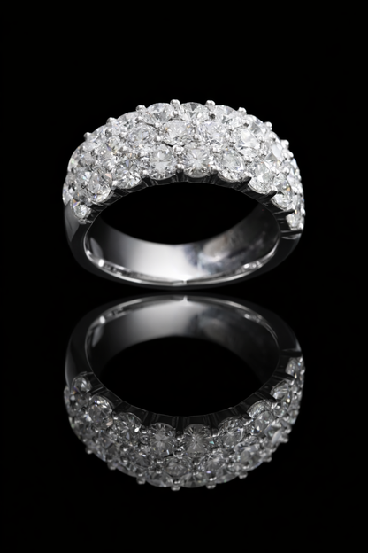 3 Row Diamond Half Eternity Band in White Gold | 3.40 CTW