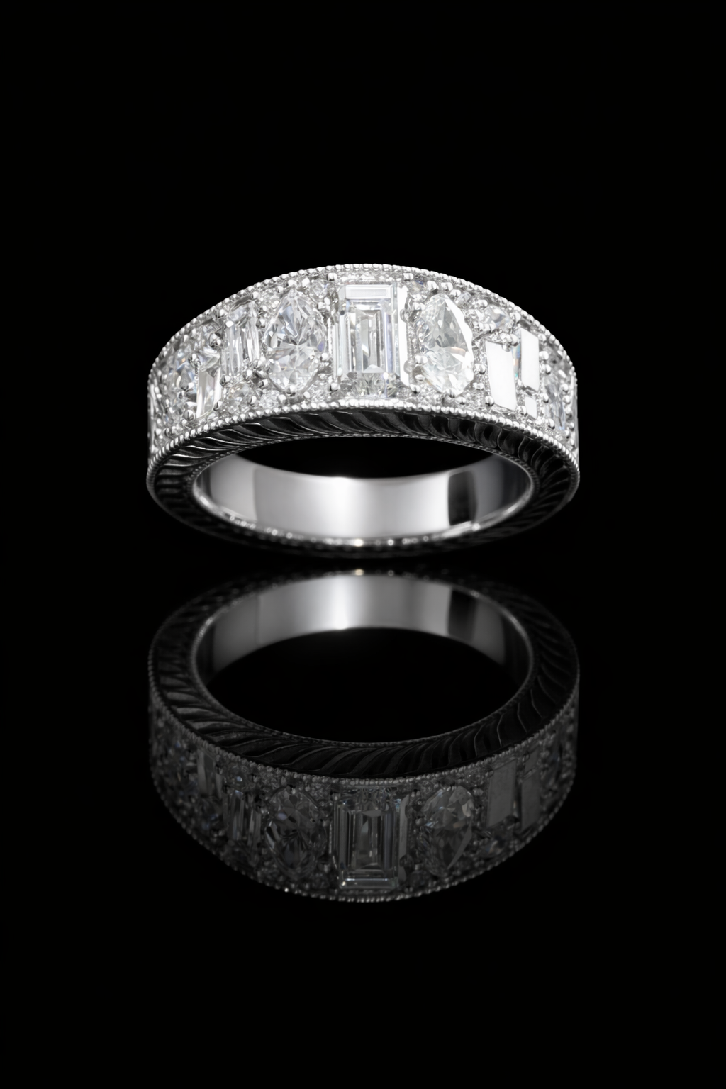 Pavé accents Half Eternity Diamond Band in White Gold | 2.68 CTW
