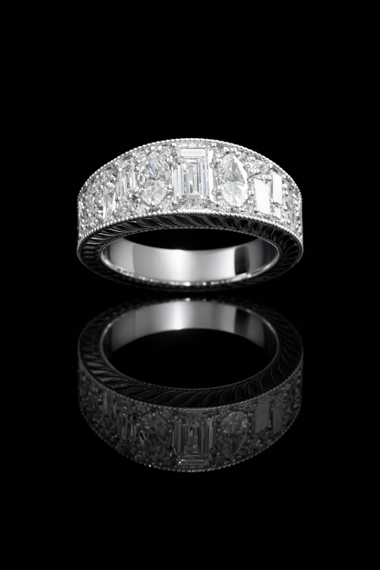 Pavé accents Half Eternity Diamond Band in White Gold | 2.68 CTW